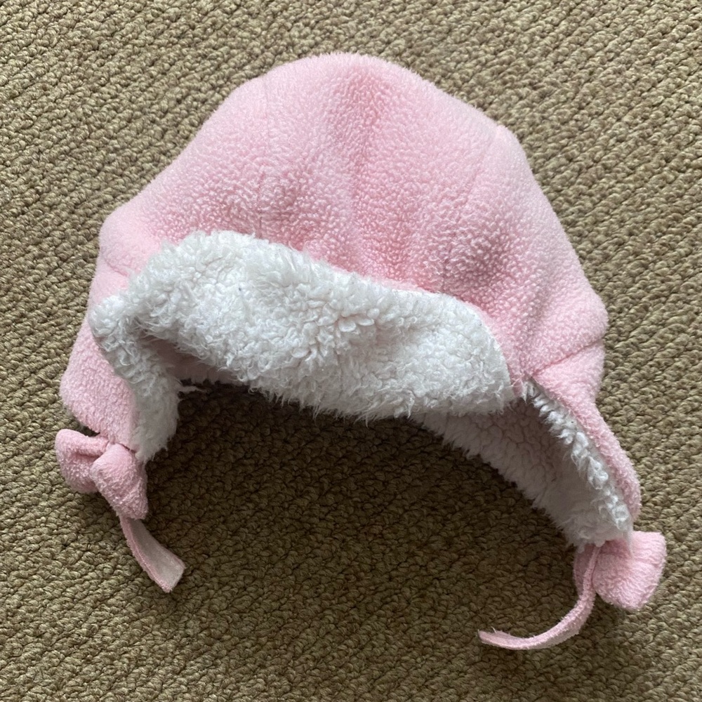 Children’s Place Baby Girl Pink White Trapper Hat - Picture 2 of 6